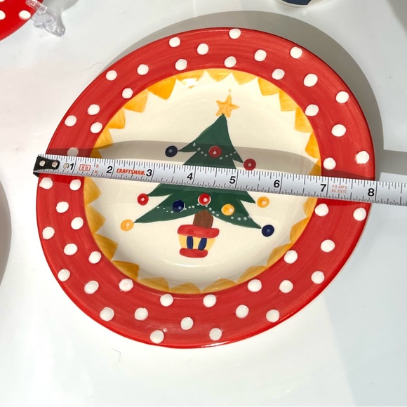 Living Art Carnival Christmas Tree Set of 3 Ceramic Dessert Plates & Mugs NEW - Picture 5 of 11